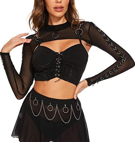 Ypser See Through Mesh Crop Top Sheer Open Front Shrug Fishnet Cover