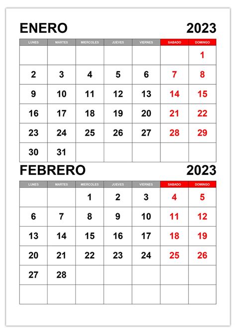 Calendario Enero Febrero 2023 Para Imprimir Pdf App Imagesee