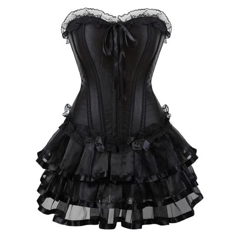 plus size burlesque corsets dress with skirt costumes lace up corset