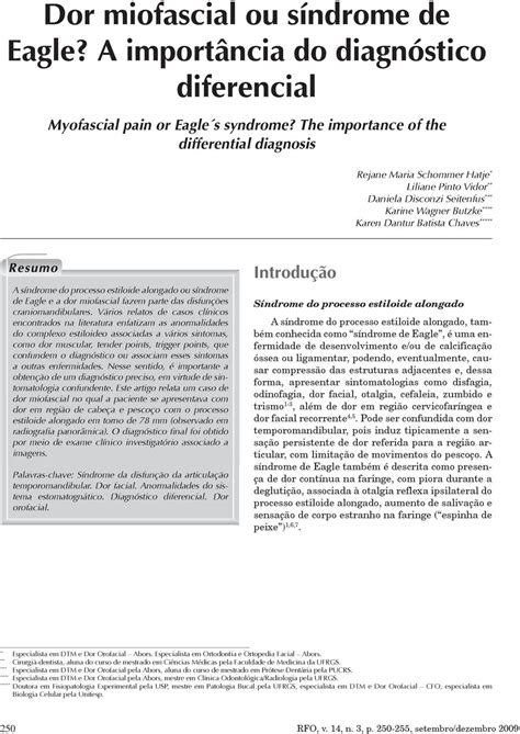 Dor Miofascial Ou Síndrome De Eagle A Importância Do Diagnóstico