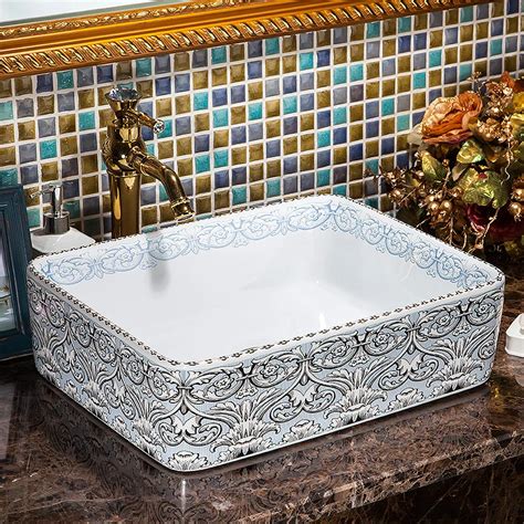 Europe Vintage Style Ceramic Art Basin Sinks Counter Top Wash Basin