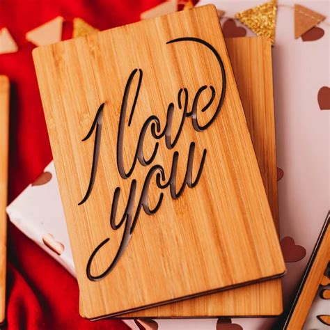 Anniversary Card By Heartspace Love You Cursive Design Premium Wooden