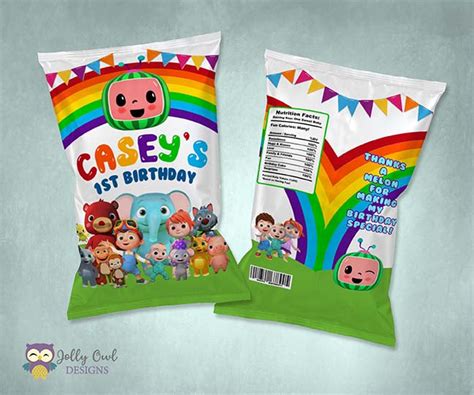 Cocomelon Party Chip Bag Personalized Digital File Jolly Owl Designs