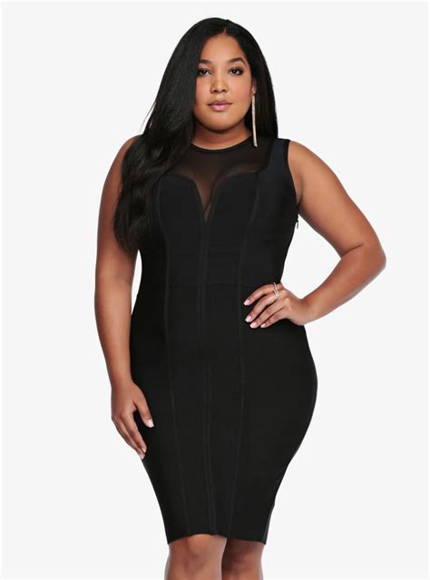 Bandage Mesh Bodycon Dress From The Plus Size Fashion Community At