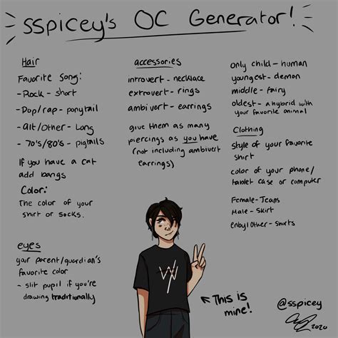 Cadys Oc Generator Art Style Challenge Drawing Ideas List Creative