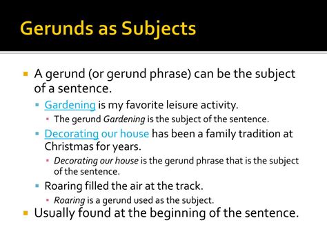 A whole gerund phrase functions in a sentence just like a noun, and can act as a subject, an object, or a predicate nominative. PPT - Types of Gerund Phrases PowerPoint Presentation, free download - ID:545184