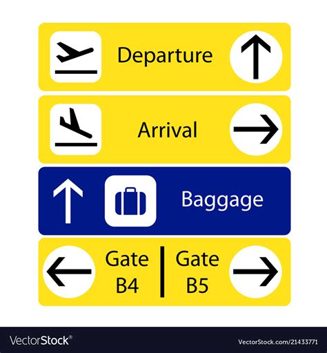 A Selection Airport Navigation Signs Royalty Free Vector
