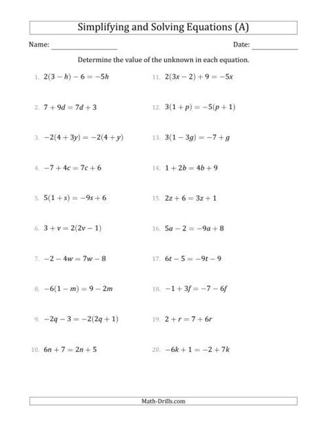 Algebra Worksheet Combining Multiple Numbers With Parentheses
