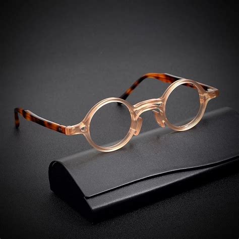 vintage small box acetate eyeglasses frame men round luxury brand prescription myopia optical