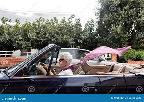 Old Woman Driving A Convertible Stock Image Image Of Drive