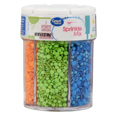 Great Value Sprinkle Mix 6 Cell Redpinkpurplebluegreenorange 6