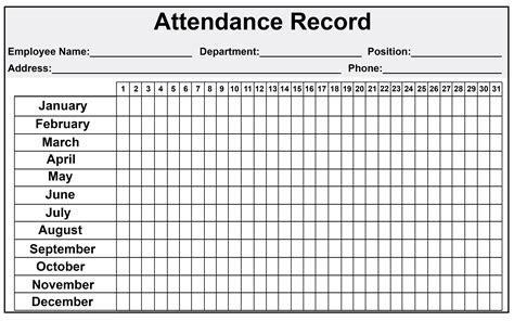 Free Printable Attendance Sheet