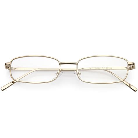 Sunglassla Classic Metal Rectangle Eyeglasses Slim Arms Clear Lens 52mm Gold Clear