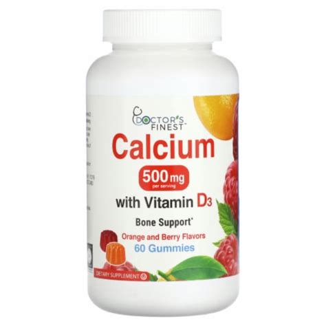 Doctors Finest Calcium With Vitamin D3 Orange And Berry 500 Mg 60 Gummies 60 Count Fred Meyer