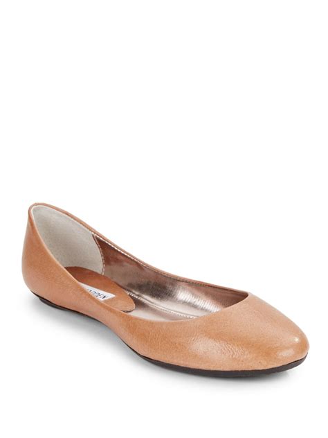 Steve Madden Heaven Leather Ballet Flats In Brown Cognac Lyst