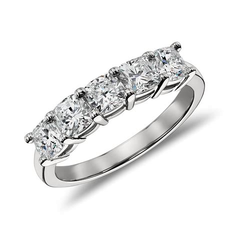 Classic Cushion Cut Five Stone Diamond Ring In Platinum 15 Ct Tw