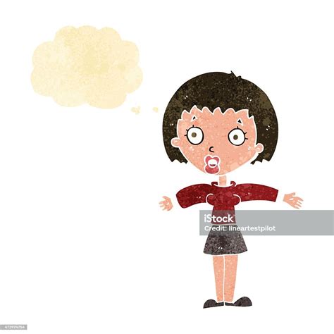 Cartoon Shocked Woman With Thought Bubble Stock Illustration Download