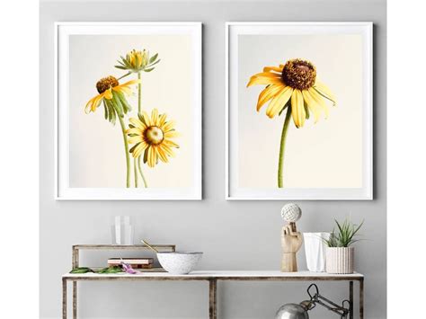 Printable Set Of 2 Yellow Flower Photos Minimalist Nature Etsy