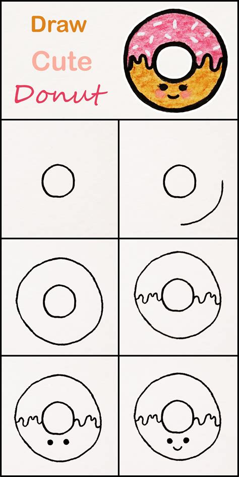 Learn How To Draw A Cute Donuts Step By Step ♥ Very Simple Tutorial