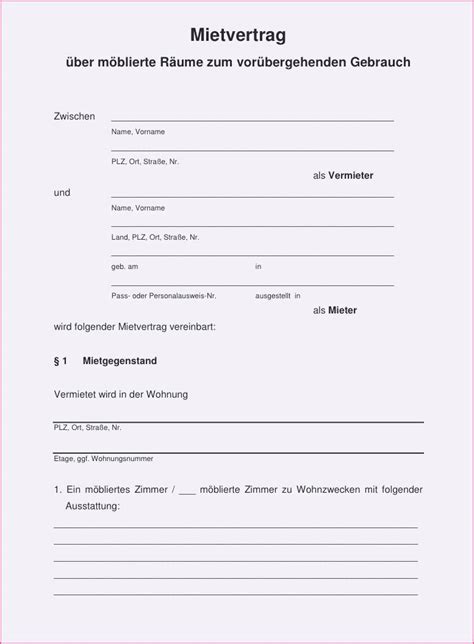 Mietvertrag Zimmer Vorlage