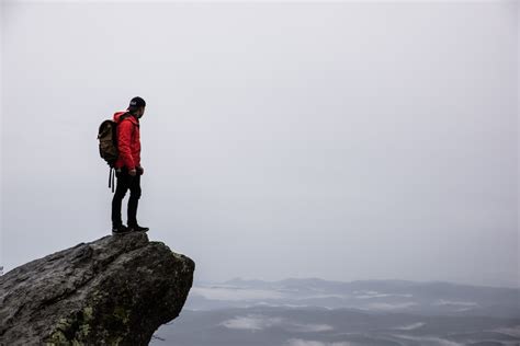 Free Images Man Rock Walking Person Snow Fog Hiking Adventure