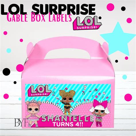 Lol Surprise Gable Box Label Party Favor Printable Pdf Custom Favor