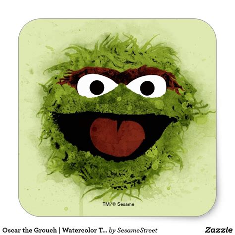 Oscar The Grouch Watercolor Trend Square Sticker Oscar