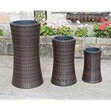 Rattan garden furniture offers a stylish and practical way to furnish your patio. Hand Woven 3 Tall Rattan Flower Pots / Planters Garden ...