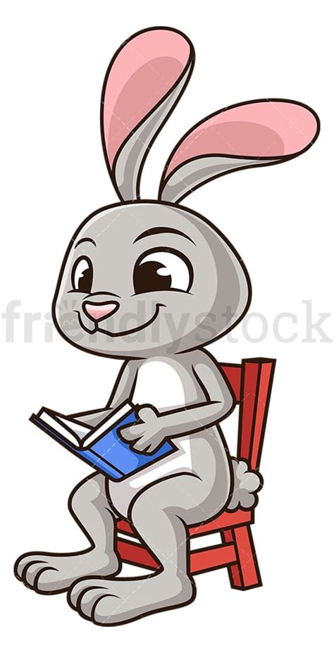 Rabbit Reading Book Cartoon Clipart Vector Friendlystock