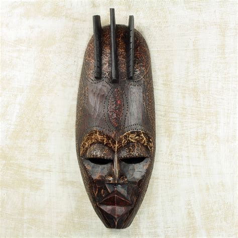 African Wood Mask Biombo Unique Masks Wall Mask Handmade Ceramics