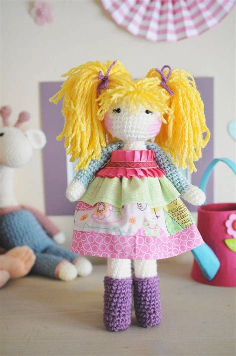 13 crochet doll with blonde curly hair rts ♡ by linamariedolls crochet doll crochet doll