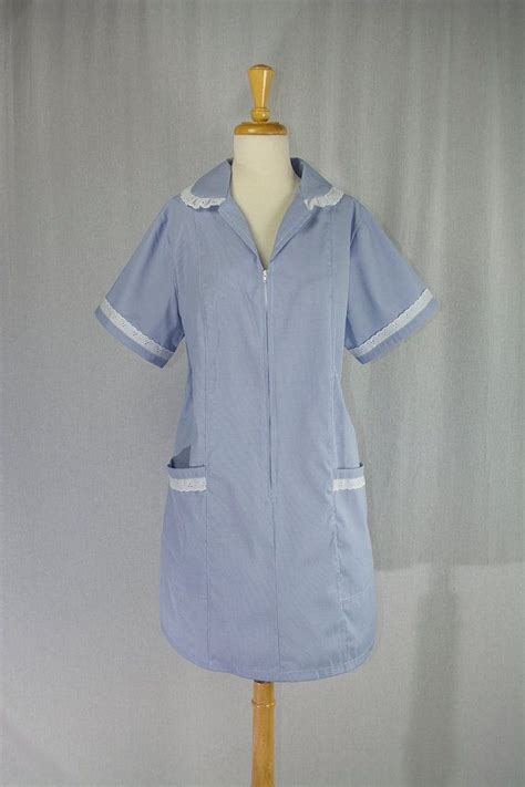Vintage Blue Stripe Diner Waitress Uniform Dress Costume Etsy Uniform Dress Waitress