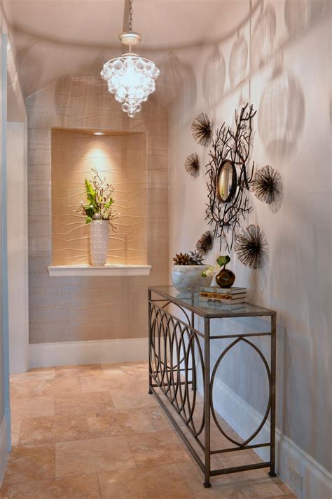 Hallway With Textured Wallpaper And Barrel Ceiling Hgtv