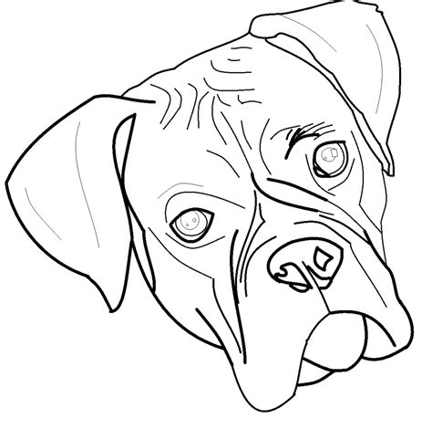 Boxer Dog Coloring Pages Puppy Printable Drawing Line Dogs Print Chien