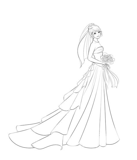 The Wedding Dress Lineart By Dreamerwhit On Deviantart