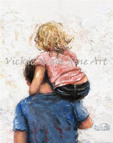 Father Daughter Art Print Dad Daughter Paintings Pink Girls Etsy