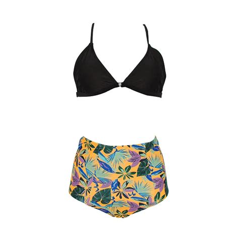 Summer 2019 New Print High Waist Two Piece Swimsuits Bikini Set Women
