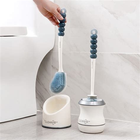 Toilet Brush Silicone Soft Bristle Base Bathroom Wc Lavatory Cleaning