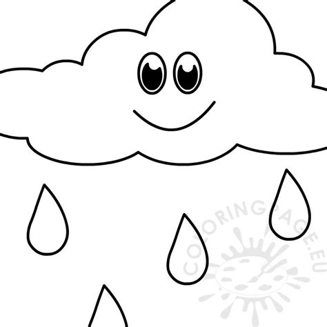 Happy Cloud with rain – Coloring Page