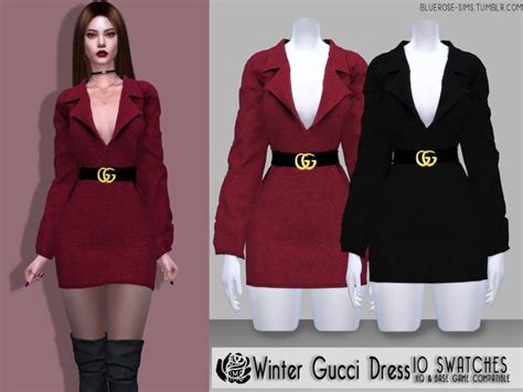Winter Gucci Dress Bluerose 3dfashion On Patreon Sims 4 Dresses