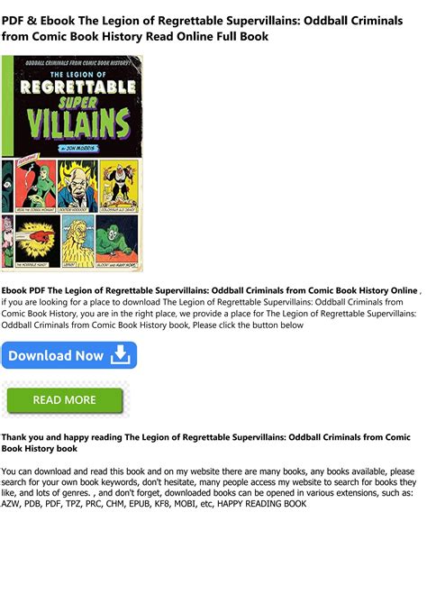 Ebook The Legion Of Regrettable Supervillains Oddball Criminals From