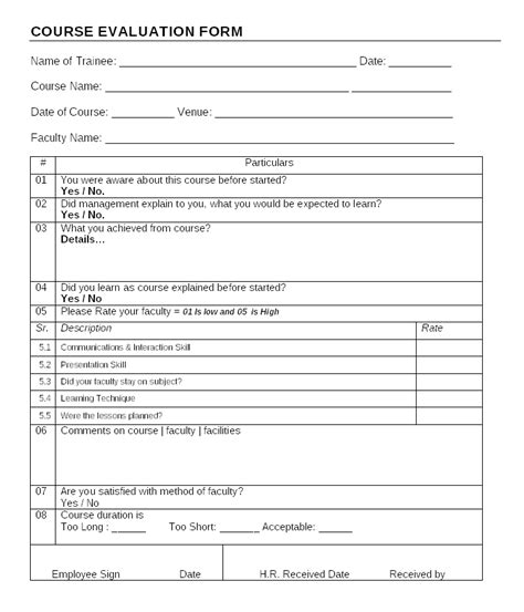 Modify this course evaluation form template and add it to your website in seconds. Training course evaluation documentation