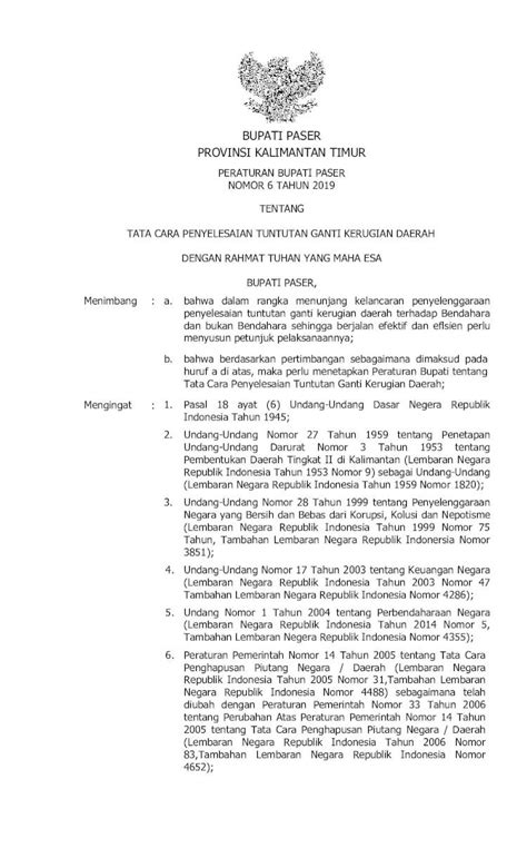 Pdf Bupati Paser Provinsi Kalimantan Timur Surat Keterangan
