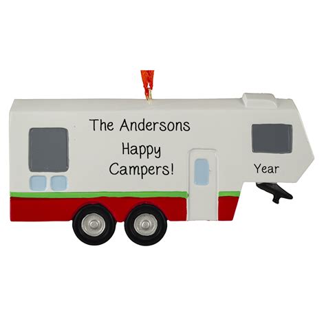 Personalized 5th Wheel Happy Campers Ornament Personalized Ornaments