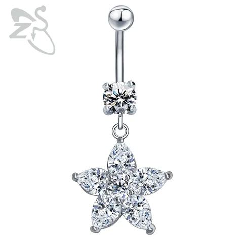 Navel Rings Sexy Women Belly Button Ring Flower Crystal Flower Crystal
