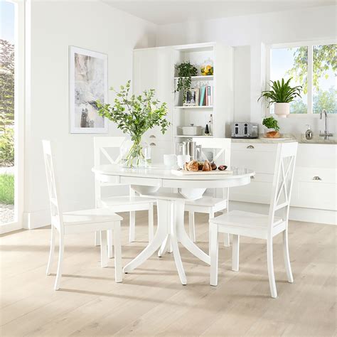 Hudson Round White Extending Dining Table With Kendal Chairs Furniture Choice