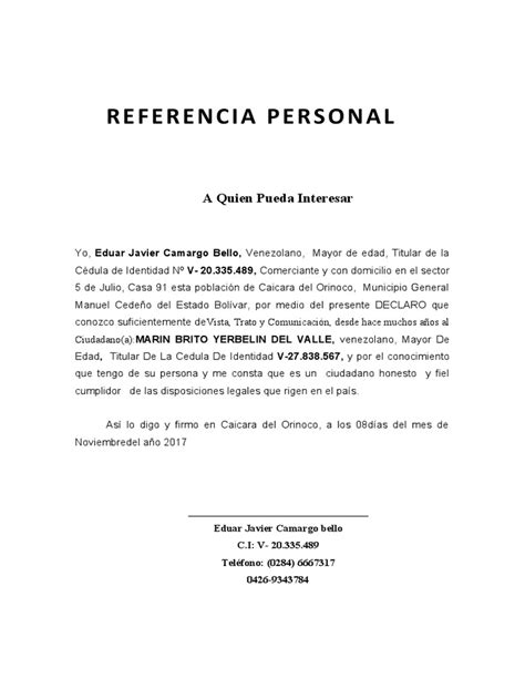 Referencia Personal Pdf Costa Rica