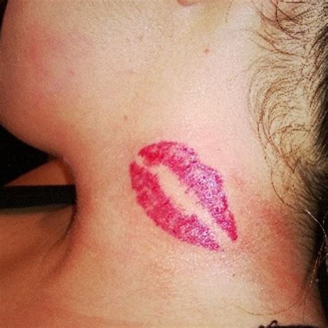 Red Lips Kiss Small Neck Tattoo Uncategorized Tattoos