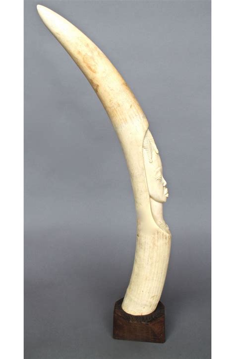 African Carved Ivory Tusk Man 1 Of 2