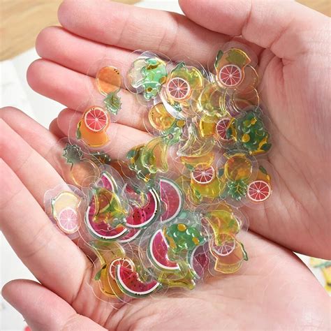 100 Pcs Cute 3d Crystal Stickers Summer Transparent Waterproof